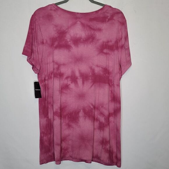 2X 18W 20W Torrid Rib Crew Neck Tee Tiedye Pink Purple Slim Fit Y2K Summer Plus - Picture 7 of 7
